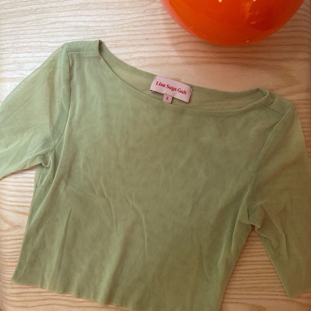Lisa Says Gah mesh green top